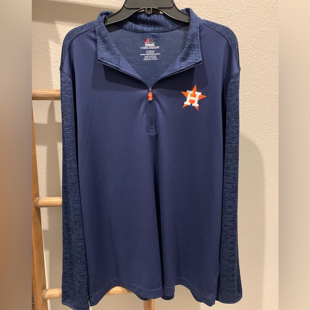 Majestic mens Astros XL blue long sleeve cool base polyester athletic shirt